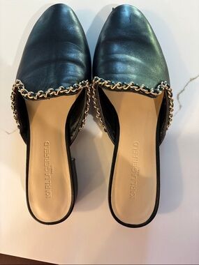 Black mules with small heel